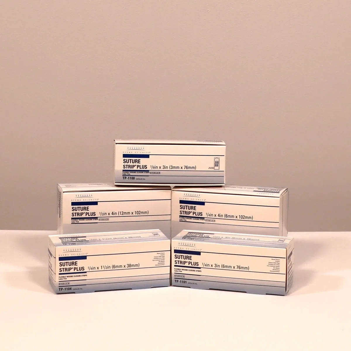 Suture Strip Plus — Suture Strip Plus'ın beş farklı ebadı bir arada